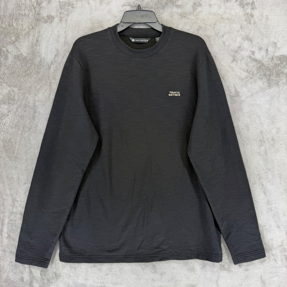 TravisMathew Pullover Mens L Crewneck Black Slub Texture EUC